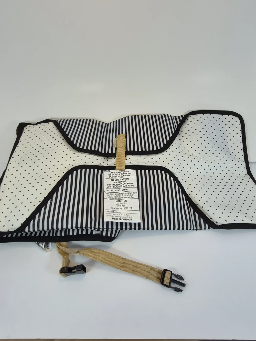 Skip Hop Black & White Striped Portable/Wipeable Changing Pad